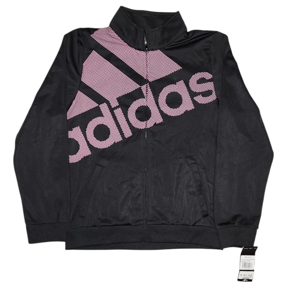 Adidas Youth Girls Black/Pink Track Jacket Size XL (16)
